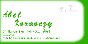 abel kormoczy business card